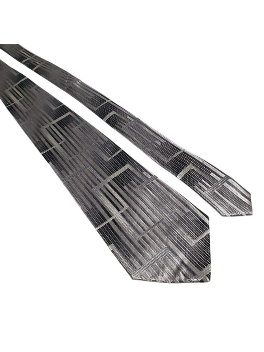 Concepts By Claiborne Mens Tie Abstract Silver Gray Pattern Classic Width Silk
